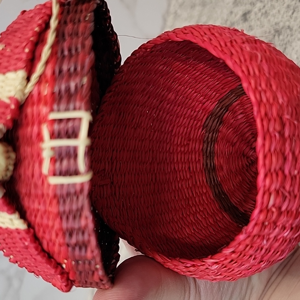 vintage Santa Claus Christmas Basket Primitive Woven Straw Hay Wicker Ornamental - Picture 6 of 7